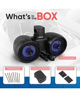 Pyle 8'' Marine Bluetooth Wakeboard Speaker System with Led Lights, 300W, Black