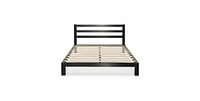 Slickblue Heavy Duty Metal Platform Bed Frame with Headboard and Wood Slats