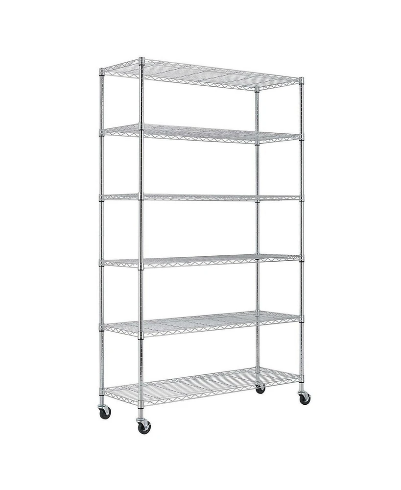 Slickblue Heavy Duty 6-Shelf Metal Storage Rack Shelving Unit with Casters