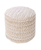 Anaya Home Natural Boucle Handwoven Round Pouf