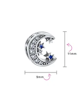 Bling Jewelry Celestial Crescent Moon Star Charm Bead in Sterling Silver for European Bracelets