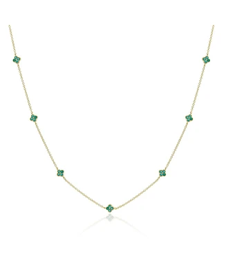 The Lovery Emerald Clover Station Necklace 14K Gold