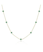 The Lovery Emerald Clover Station Necklace 14K Gold