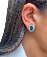 Le Vian Deep Sea Blue Topaz (5 ct. t.w.) & Diamond (5/8 ct. t.w.) Post/Clip-On Convertible Button Earrings in 14k Rose Gold
