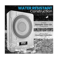 Pyle 8” 600W Slim Active Marine Subwoofer, Low-Profile, Waterproof Design