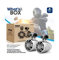 Pyle 3.5" Waterproof Rated Off-Road Speakers - Compact PowerSport Vehicle Speaker System for Motorcycle or Car (Chrome)