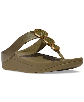 FitFlop Women's Halo Bead-Circle Metallic Toe-Post Sandals