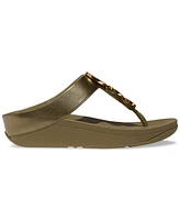 FitFlop Women's Halo Bead-Circle Metallic Toe-Post Sandals