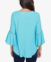 Ruby Rd. Petite Swiss Dot Solid Flounce Sleeve Top