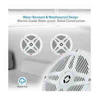 Pyle 6.5" Water-Resistant Rated Marine Speakers with Wireless Rf Streaming Support (Supplemental Speakers for Model: 'PLMRF65MW')
