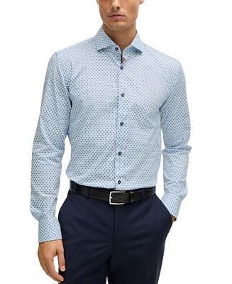 Boss by Hugo Men's Printed Slim Fit Dress Shirt