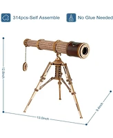 Robotime 3D Wooden Puzzles Diy Monocular Telescope Model Kit, Beige, 13"9.4"12.8"