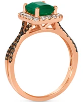 Le Vian New Emerald (1-1/5 ct. t.w.) & Diamond (1/2 ct. t.w.) Halo Twist Ring in 14k Rose Gold