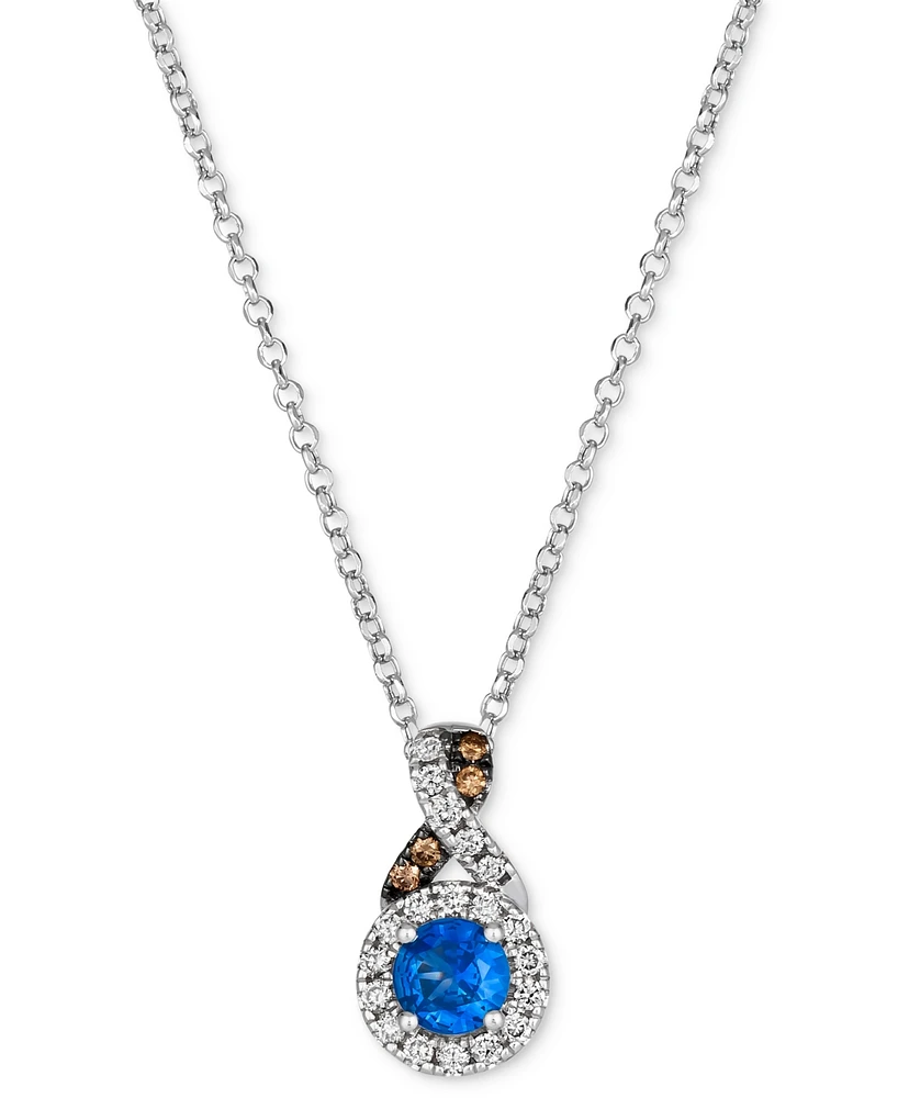 Le Vian Cornflower Sapphire (1/3 ct. t.w.), Nude Diamond (1/6 ct. t.w.), Chocolate Diamond Accent Pendant 19" Necklace in 14k Vanilla Gold