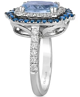 Le Vian Sea Blue Aquamarine (2-1/2 ct. t.w.), Sapphire (5/8 ct. t.w.), Vanilla Diamond (5/8 ct. t.w.) & Chocolate Diamond Accent Double Halo Ring in P