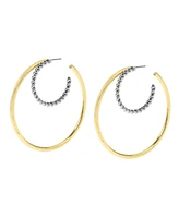 Steve Madden Two Tone Mixed Double Hoop Earrings