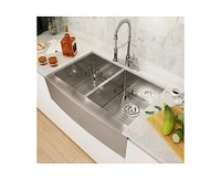 Casainc 33inch L x 22inch W Double Basin Farmhouse Kitchen Sink with Accessories