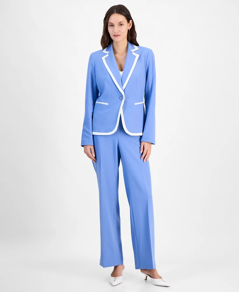 Le Suit Contrast-Tipped Pant Regular & Petite Sizes