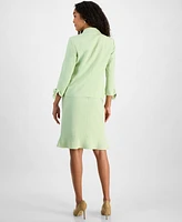 Le Suit Women's Three-Button Tie-Cuff Jacket & Flounce-Hem Skirt