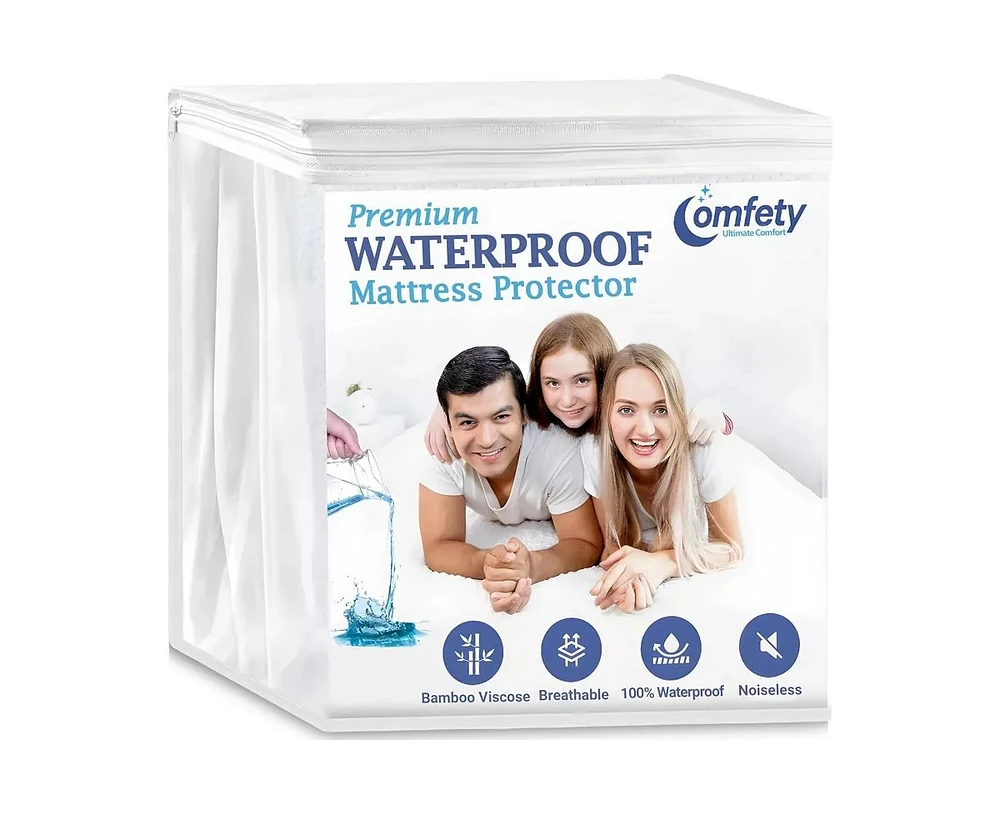 Comfety Waterproof Mattress Protector Viscose, Ultra Soft Leak-Proof Mattress Cover - Hypoallergenic, Breathable