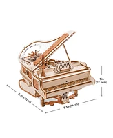 Robotime 3D Wooden Puzzle Magic Piano Mechanical Music Box, Beige, 6.7"5.5"5