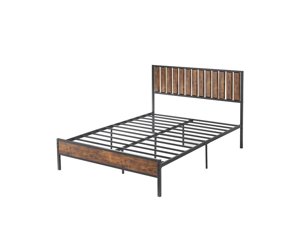 gaomon Queen Bed Frame with Headboard and Footboard, Metal Bed Frame with 14 Heavy Duty Steel Slats, Metal Queen Bed Frame, Under-Bed Storage