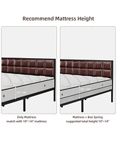 gaomon Platform Bed Frame with Faux Leather Headboard Metal Slat Support Bed Frame