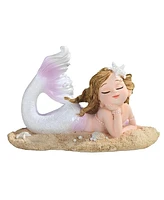 Fc Design "2-pc Set" 5.5"W Mermaid Lying on Beach White Mergirl Figurine Statue Ornament Home Room Office Decor and Perfect Ideas for Housewarming, Ho