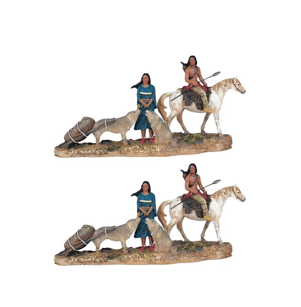 Fc Design "2-pc Set" 9"H Indian Couple Statue Native American Figurine Statue Ornament Home Room Office Decor and Perfect Ideas for Housewarming, Holi