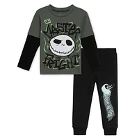 Nightmare Before Christmas Toddler Boys Disney Mickey Mouse T-Shirt and Fleece Pants