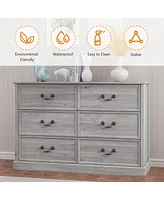 gaomon 6 Drawer Double Dresser,Modern Farmhouse Chest of Drawers