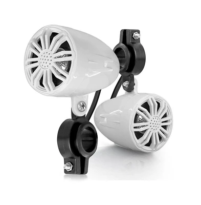 Pyle 2.25 Waterproof Motorcycle Box Speakers, Compact Off-Road System, White