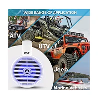 Pyle 6.5'' Marine Bluetooth Wakeboard Speaker System with Led Lights, 200W, White