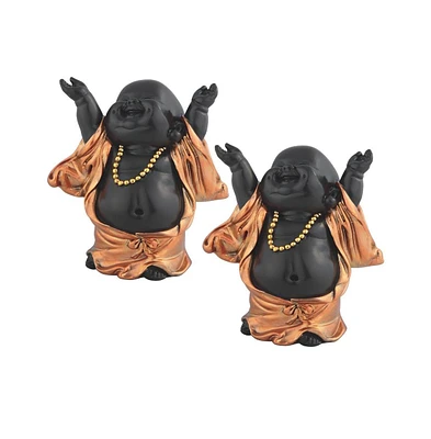 Fc Design "2-pc Set" 4"H Little Buddhist Monk in Golden and Black Figurine Statue Ornament Home Room Office Decor and Perfect Ideas for Housewarming,