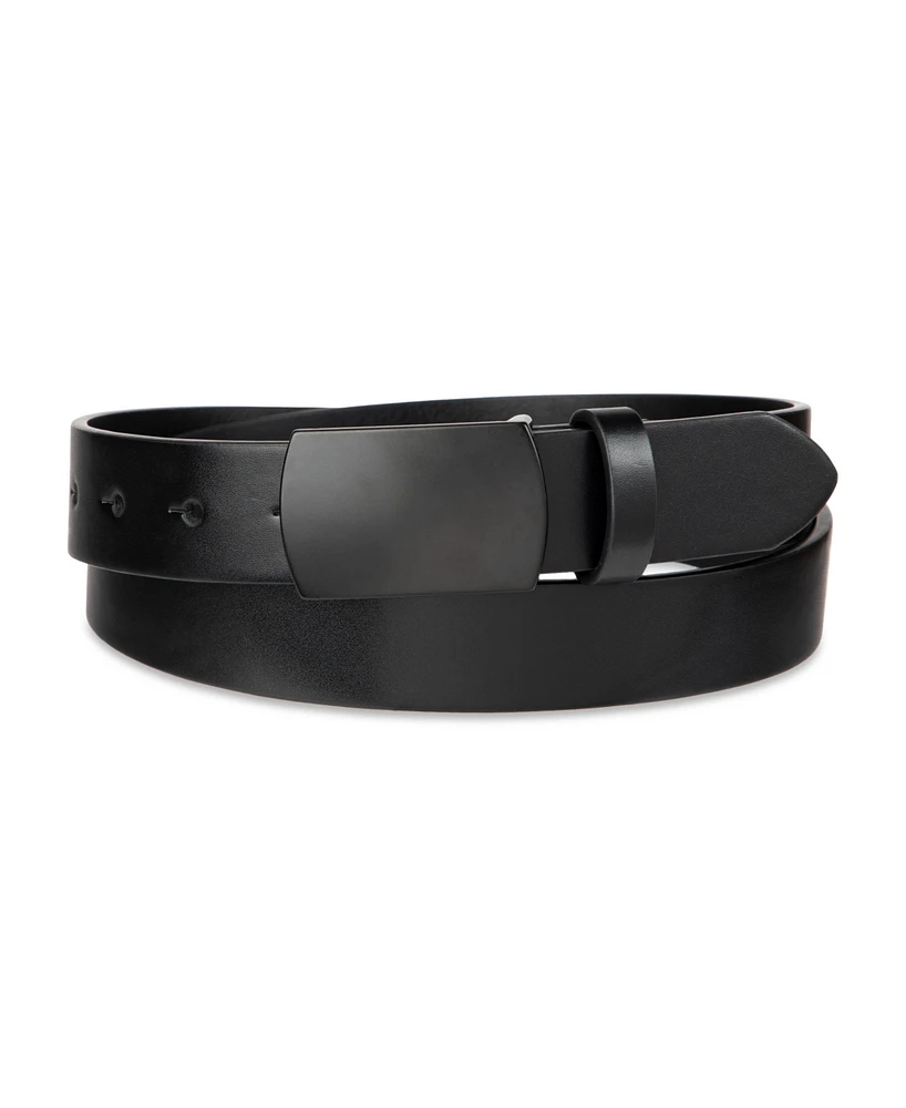 Alfani Men's Dress Casual Matte Black Plaque Buckle Belt