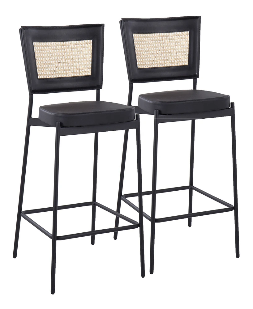 Lumisource 36" Metal and Rattan Tania Contemporary Counter Stool, Set of 2