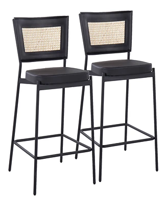 Lumisource 36" Metal and Rattan Tania Contemporary Counter Stool, Set of 2