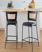 Lumisource 36" Metal and Rattan Tania Contemporary Counter Stool, Set of 2