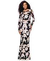 Betsy & Adam Women's Embroidered Mesh Gown
