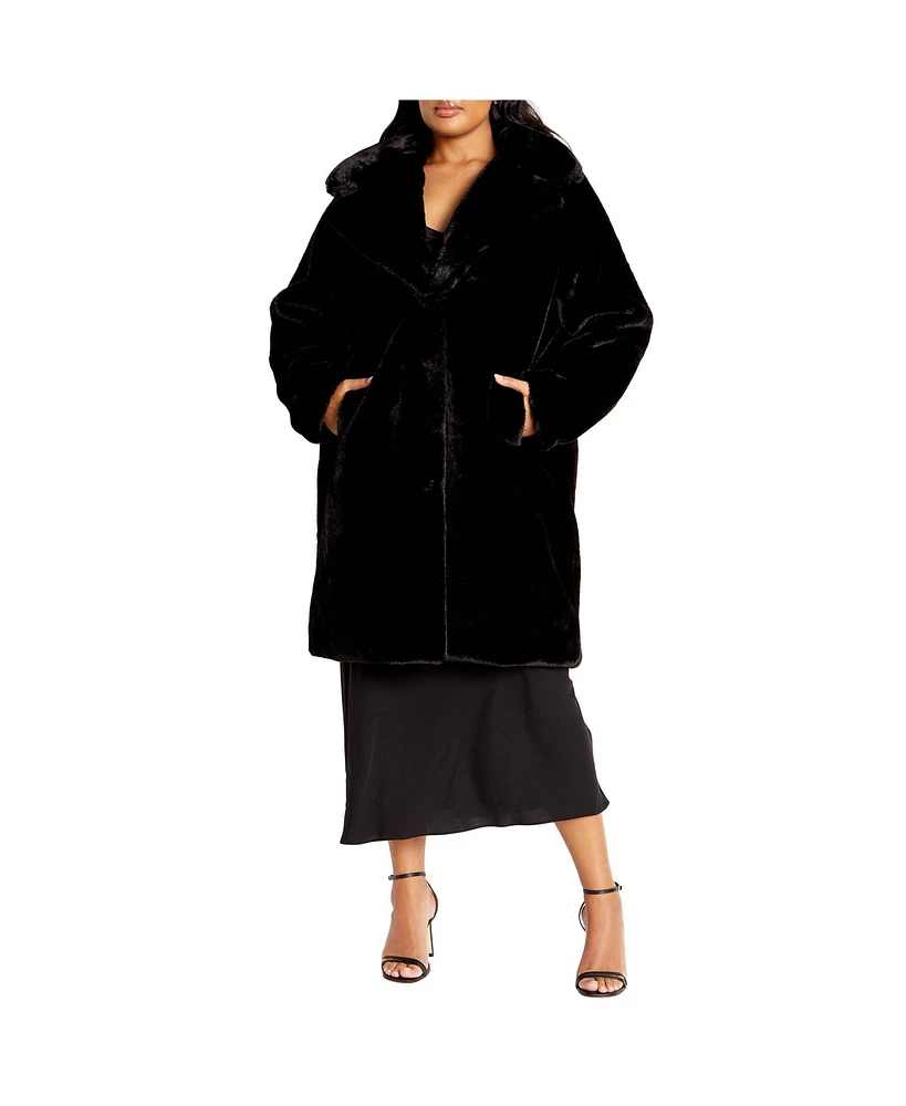 City Chic Plus Remi Faux Fur Coat