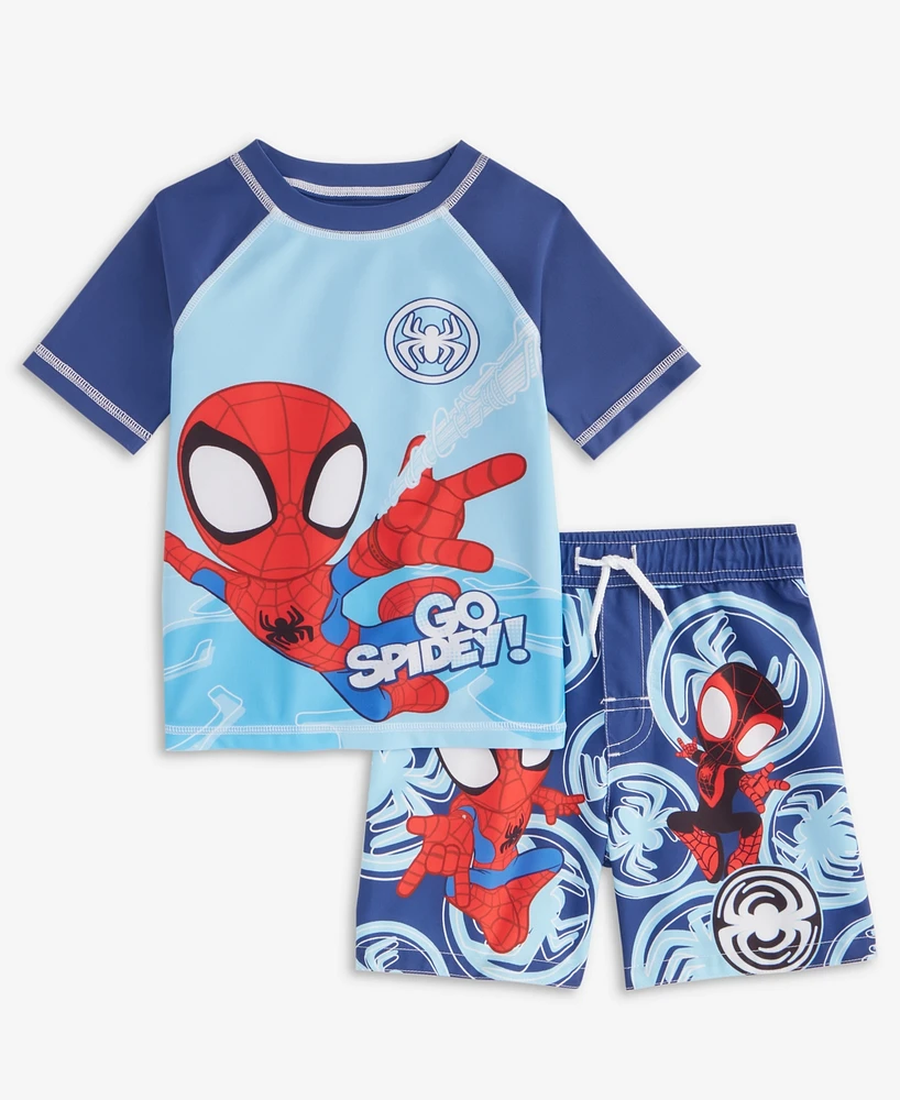 Spider-Man Toddler Boys Rash Guard & Swim Trunks Set