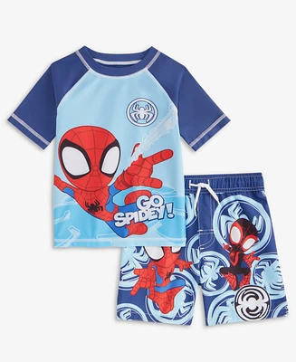 Spider-Man Toddler Boys Rash Guard & Swim Trunks Set