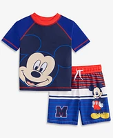 Mickey Mouse Toddler Boys Rash Guard & Swim Trunks Set