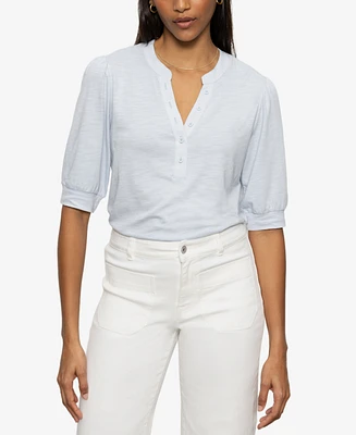 Sanctuary Women's Mixed-Media Button-Front Tee