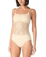 Carmen Marc Valvo Women's Crochet Scoop-Neck One-Piece Swimsuit