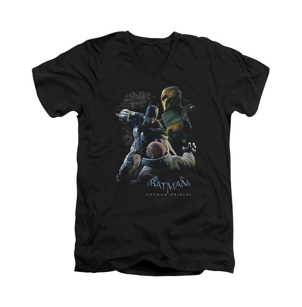 Batman Men's Arkham Origins Punch Short Sleeve Adult V Neck Tee / T-Shirt