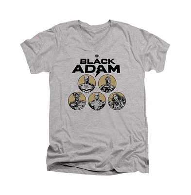 Black Adam Men's Contrast Group Short Sleeve Adult V Neck Premium Cotton Tee / T-Shirt