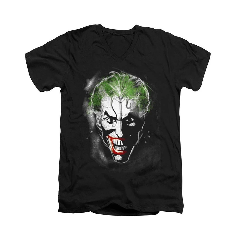 Batman Men's Face Of Madness Short Sleeve Adult V Neck Premium Cotton Tee / T-Shirt