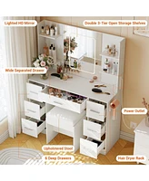 gaomon Makeup Vanity Table with 7 Drawers and 6 Storage Shelves
