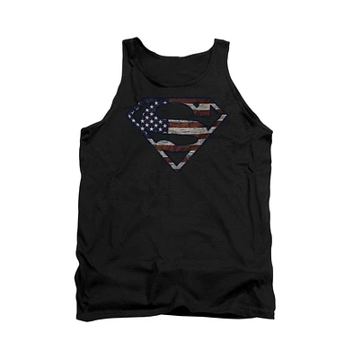 Superman Men's war-torn Flag Adult Tank Top